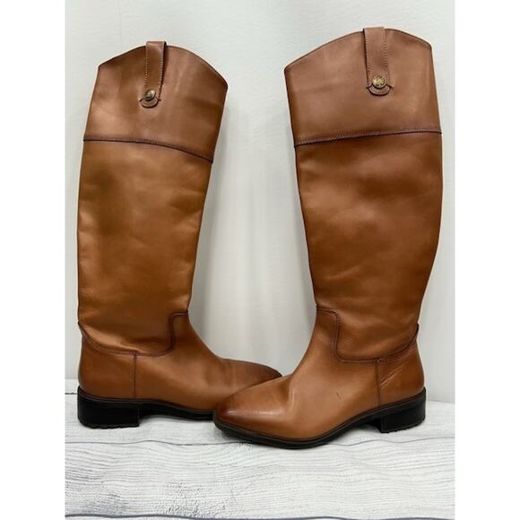 Sam Edelman Women Knee High Riding Boots Round Toe Zip Up Leather Brown Size 7.5 - Picture 1 of 9